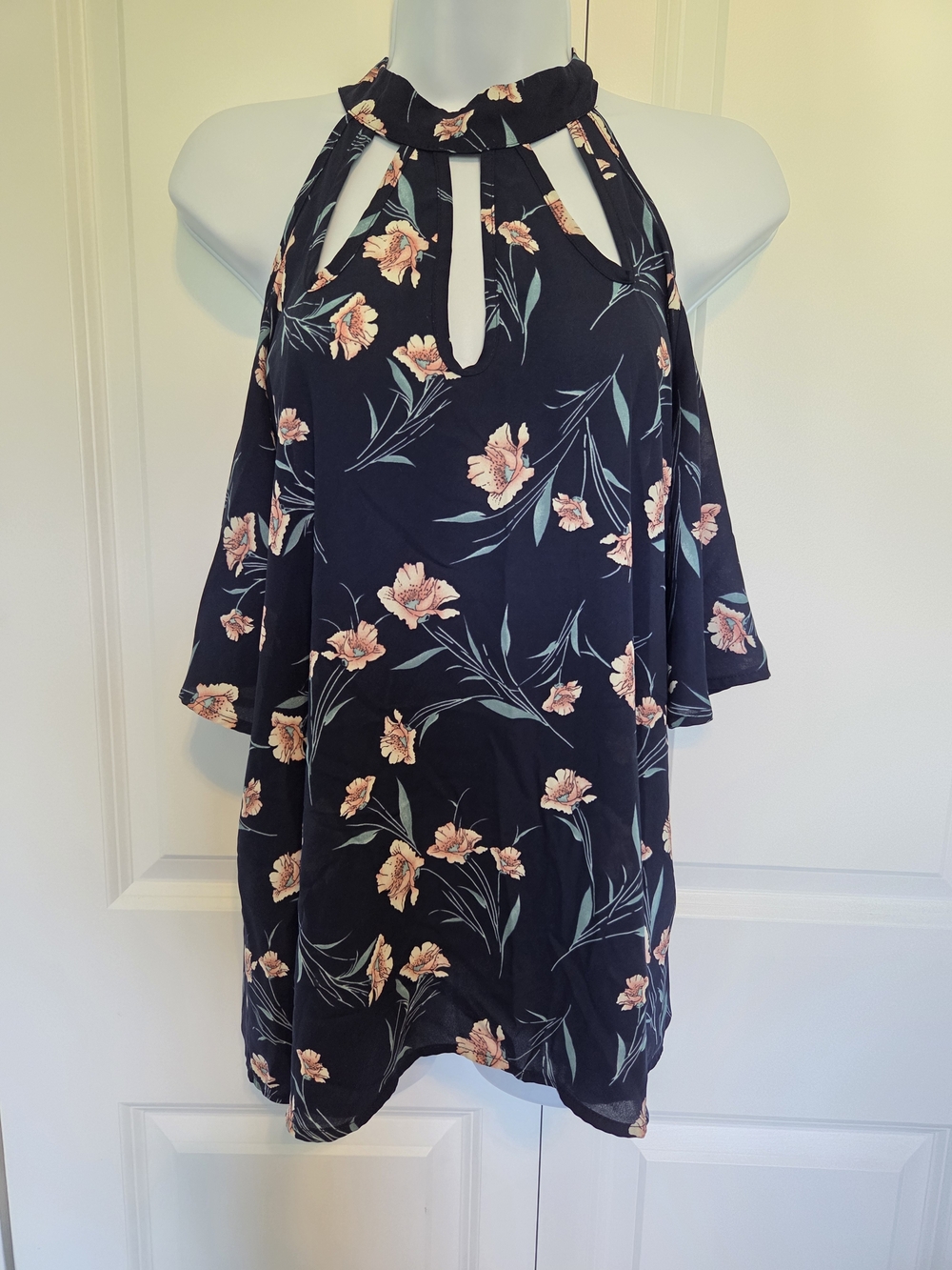 Sienna Sky Floral Halter Cold-Shoulder Tunic